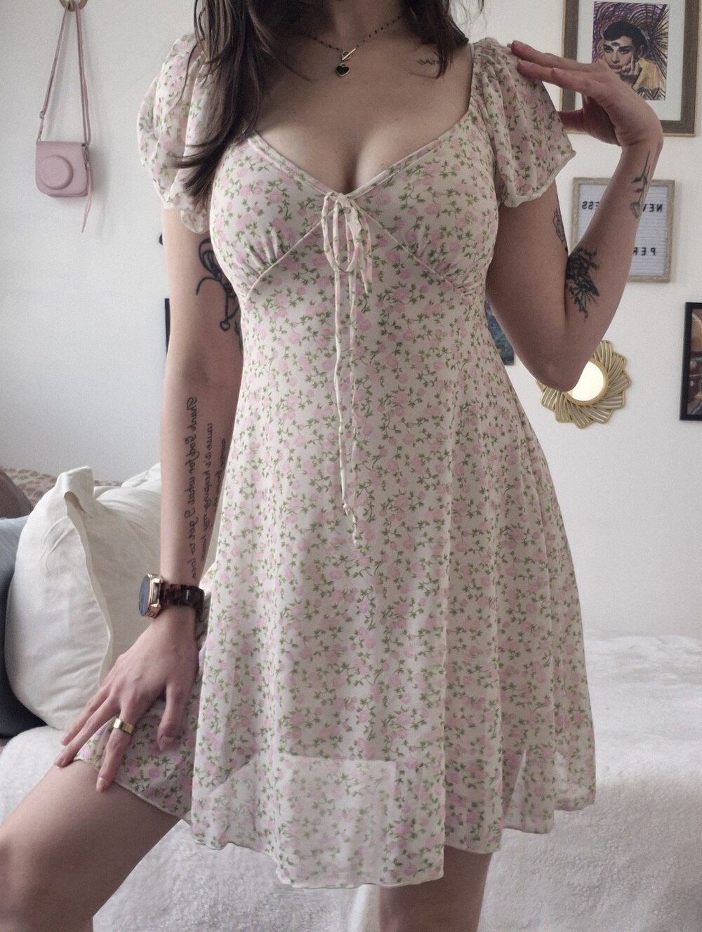 Pretty Floral Sundress With Flowy Sleeves
